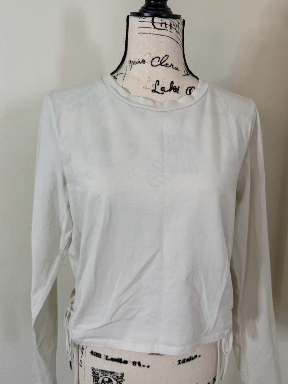 lululemon athletica White Long Sleeve Crew Tee with Side Ties